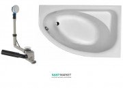 Ванна акриловая асимметричная Kolo коллекция Spring 160х100х46.5 + Ножки SN7 + Сифон Geberit правосторонняя XWA306000G