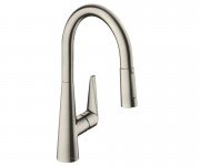 Смеситель для кухни с выдвижной лейкой однорычажный Hansgrohe коллекция Talis S нержавеющая сталь 72813800