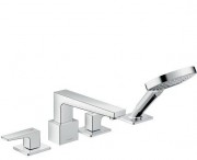 Смеситель двухрычажный на борт ванны с душем Hansgrohe коллекция Metropol хром 32553000