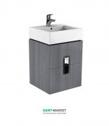 Тумба под раковину Kolo Twins 50 с двумя ящиками серебряный графит 89490000