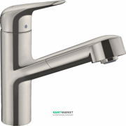 Смеситель для кухни однорычажный с вытяжным изливом Hansgrohe коллекция M42 нержавеющая сталь 71814800