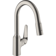 Змішувач для кухні з висувною лійкою одноважільний Hansgrohe колекція M42 нержавіюча сталь 71801800
