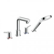 Змішувач двохричажний на борт ванни з душем Hansgrohe колекція Talis S хром 72419000
