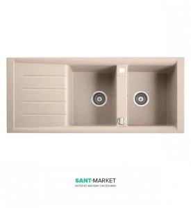 Мийка для кухні прямокутна Marmorin Profir 2k 1o врізна штучний камінь пісочний 160 213 007