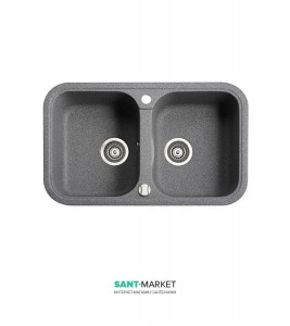 Мийка для кухні прямокутна Marmorin Pesta 2k врізна 2 чаші штучний камінь сірий 170 203 003