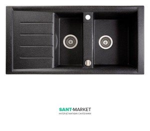 Мийка для кухні прямокутна Marmorin Profir 1 5k 1o врізна штучний камінь чорний 160 513 002