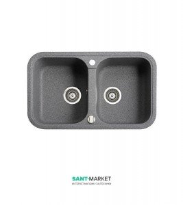 Мийка для кухні прямокутна Marmorin Pesta 2k врізна 2 чаші штучний камінь сірий 170 203 003