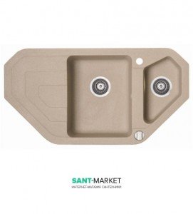 Мийка для кухні трапециевидная Marmorin Sten trapez врізна штучний камінь пісочний 385 613 007