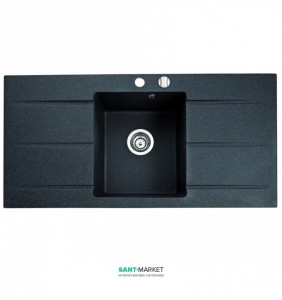 Мийка для кухні Marmorin Bario 1k 2o крило з обох сторін врізна штучний камінь чорний 120 123 002