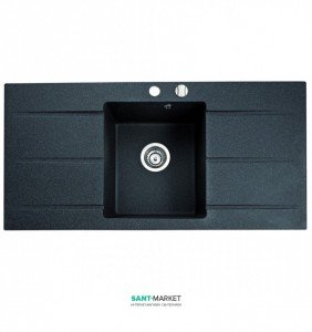 Мийка для кухні Marmorin Bario 1k 2o крило з обох сторін врізна штучний камінь чорний 120 123 002