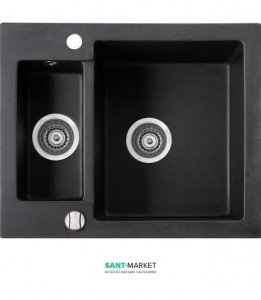 Мийка для кухні Marmorin Bario 1 5k врізна штучний камінь чорний 120 503 002