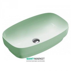 Раковина для ванної настільна або полувстраіваемие Catalano Green LUX 50х38 см без відп. під змішувач зелена матова 150AGRLXVS