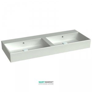 Раковина для ванной подвесная двойная Catalano Premium 150х50 см без отв. под смеситель белая  115VP00