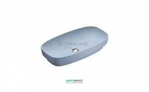 Раковина для ванной настольная или полувстраиваемая Catalano Green LUX  75х40 см без отв. под смеситель голубая матовая 175AGRLXAS
