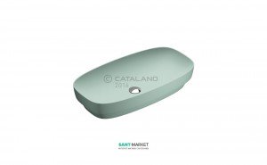 Раковина для ванной настольная или полувстраиваемая Catalano Green LUX 75х40 см без отв. под смеситель зеленая матовая 175AGRLXVS