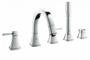 Змішувач двохвентильний на борт ванни Grohe Grandera з душовим гарнітуром хром 19919000