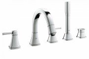 Смеситель двухвентильный на борт ванны Grohe Grandera с душевым гарнитуром хром 19919000