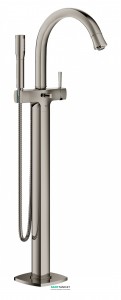 Смеситель однорычажный напольный (отдельностоящий) Grohe Grandera с душевым гарнитуром графит 23318A00