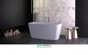 Ванна акриловая отдельностоящая Knief Cube  170х80х60 белая 0100-284-06 + Сифон для ванны Knief 0100-091-06