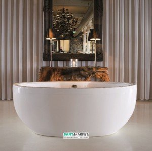 Ванна акрилова отельностоящая Knief Lounge 185х95 біла 0100-089-06 + Сифон для ванни Knief 0100-091-06