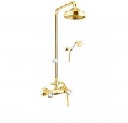 Смеситель для душа с верхней лейкой ручным душем шлангом и держателем Fiore VENERE SKY золото/Swarovski 13OO0620