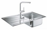 Мойка для кухни прямоугольная Grohe K500 крыло слева  1 чаша  врезная  нержавеющая сталь со смесителем Minta 31573SD0