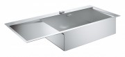 Мойка для кухни прямоугольная Grohe K1000 крыло слева  1 чаша  врезная  нержавеющая сталь со корзинчатым вентилем 31582SD0