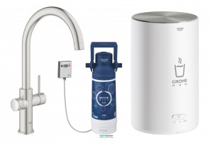 Набор смеситель для кухни Grohe Red Duo New + Бойлер ( M-size в комплекте) с функцией кипячения воды суперсталь 30083DC1