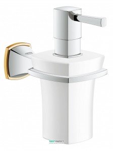Дозатор жидкого мыла Grohe Grandera с держателем хром/золото 40627IG0