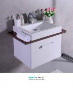 Тумба подвесная Буль-Буль Santa Cruz 800х500х608 с раковиной Lilly 600 и столешницей Santa Cruz (Santa Cruz + 4206101) + стільниця