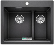 Мойка для кухни прямоугольная BLANCO PLEON 6 Split врезная  искусственный гранит  антрацит 521689