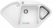Мойка для кухни угловая BLANCO DELTA II SILGRANIT врезная  с клапаном-автоматом  белый 523660