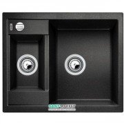 Мийка для кухні прямокутна Blanco METRA 6 F штучний граніт 2 чаші антрацит 519134