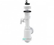 Сифон для мийки AlcaPlast c пластмасовою peшeткой і штуцером A442P-DN50 / 40