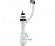 Сифон для мойки AlcaPlast с нержавеющей решёткой и гофропереливом A444-DN50/40