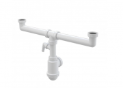 Сифон для сдвоенной мойки AlcaPlast с накидными гайками 6/4