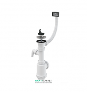 Сифон для мойки AlcaPlast с решёткой переливом и штуцером A444P-DN50/40