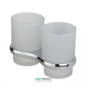 Cтакан для зубних щіток Haceka Joy Chroom подвійний хром / матове скло 1138858