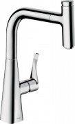 Смеситель для кухни Hansgrohe Metris Select M71 240 1jet sBox с вытяжным изливом однорычажный хром 73802000