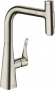 Смеситель для кухни Hansgrohe Metris Select M71 320 1jet sBox с вытяжным изливом однорычажный сталь 73803800