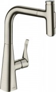 Смеситель для кухни Hansgrohe Metris Select M71 240 2jet sBox с вытяжным изливом однорычажный сталь 73817800