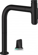 Смеситель для кухни Hansgrohe Metris Select M71 200 2jet sBox с вытяжным изливом однорычажный черный матовый 73818670