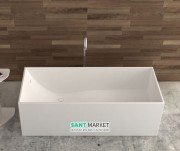 Ванна кам'яна окремостояча прямокутна Istone Cube 170х70 см білий матовий WD6514