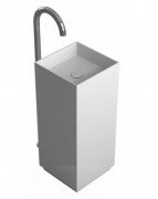 Раковина для ванной отдельностоящая цельнолитая с пьедесталом IStone Cube белый матовый WD38339