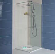 Стінка душова Jika Cubito Pure Perla Glass 68 см сріблястий профіль прозоре скло H2674290026681