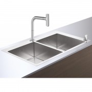 Мийка для кухні Hansgrohe C71 C71-F765-10 з одноважільним кухонним змішувачем і системою зливу з ручним керуванням сталь 43203800