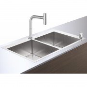 Мойка для кухни Hansgrohe C71 C71-F765-10 с однорычажным кухонным смесителем и системой слива с ручным управлением сталь 43203800