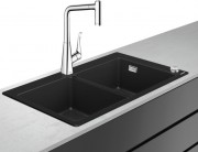 Мийка для кухні Hansgrohe C51 C51-F770-05 з одноважільним змішувачем і системою зливу з автоматичним управлінням графіт 43216000