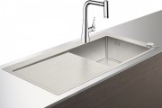 Мийка для кухні Hansgrohe C71 C71-F450-02 з одноважільним кухонним змішувачем і системою зливу з автоматичним управлінням хром 43208000