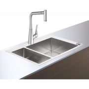 Мийка для кухні Hansgrohe C71 C71-F655-04 з одноважільним кухонним змішувачем і системою зливу з автоматичним управлінням сталь 43210800